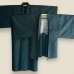 KIMONO & HAORI BLEU-VERT EN SOIE STRUCTURÉE 009-231 (M)